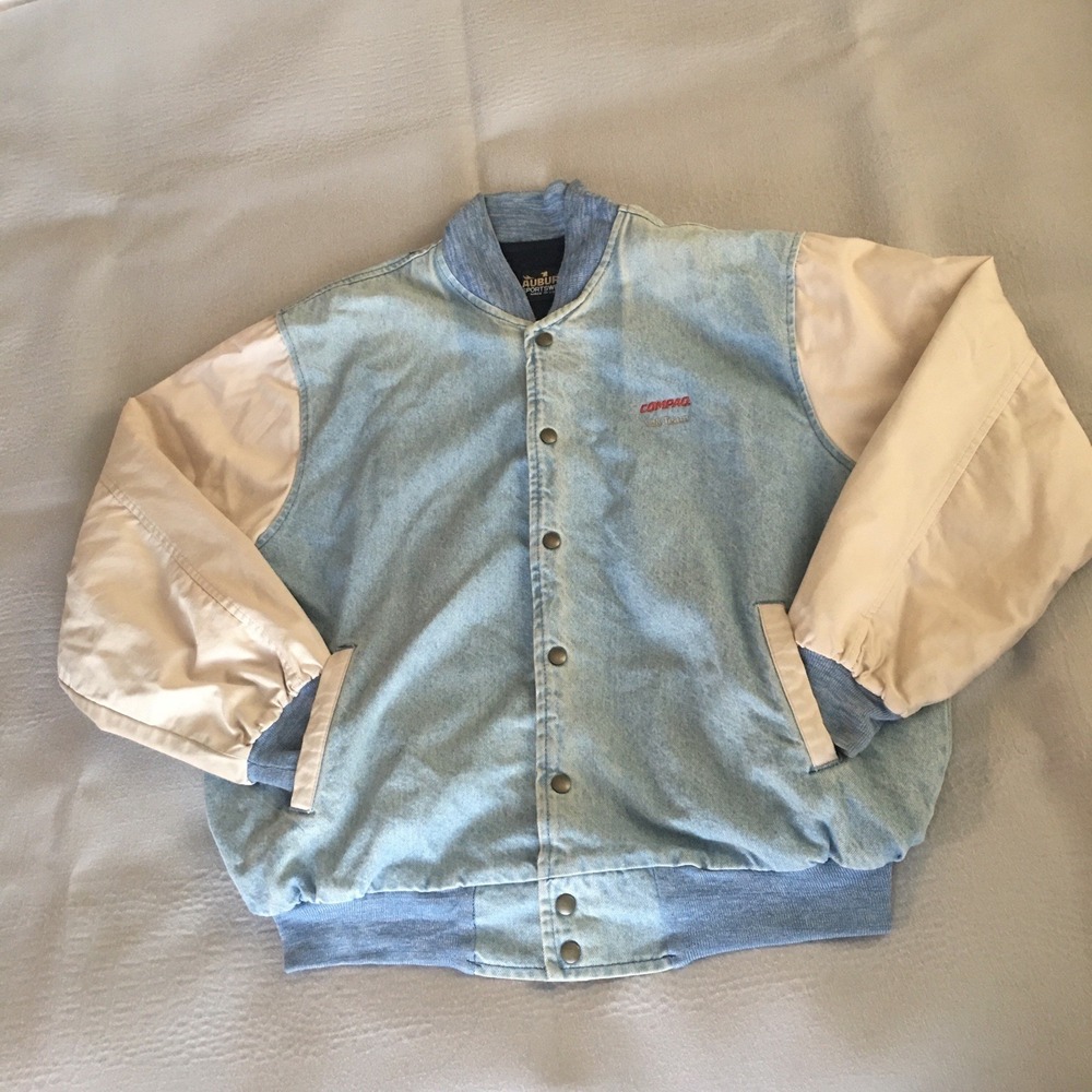 Vintage Comcast Y2K Crisis Team Auburn Sportswear Jacket Varsity Denim Sz Large